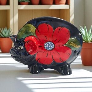 TUROV California Ceramics Hand Painted Pig Figure Statue Kitchen Home Decor
